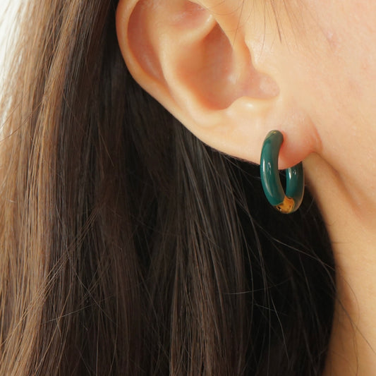 Italy Hoop Earrings (Dark Green)