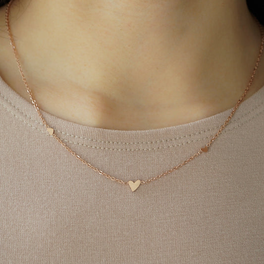 Xaila Tiny Hearts Necklace (Rose Gold)