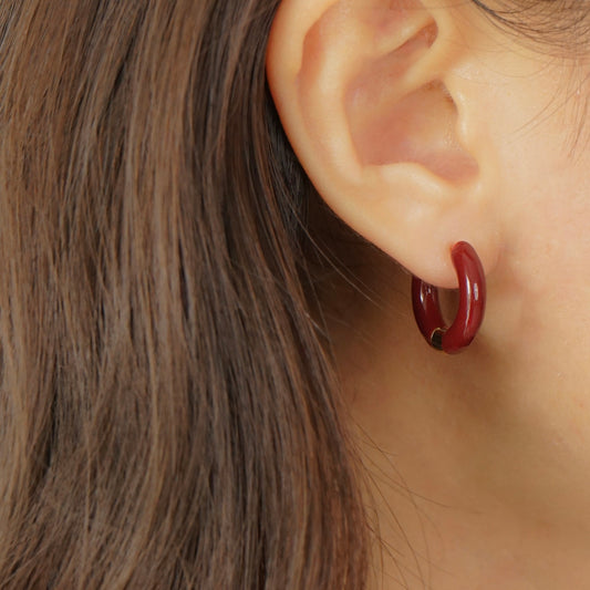 Italy Hoop Earrings (Maroon)