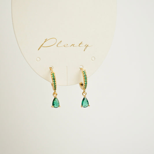 Gentry Huggie Earrings (Gold Green)