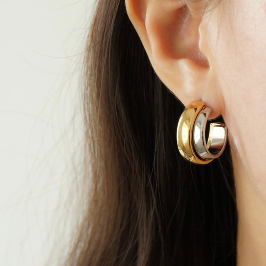 Haddie Duo Tone Hoop Earrings