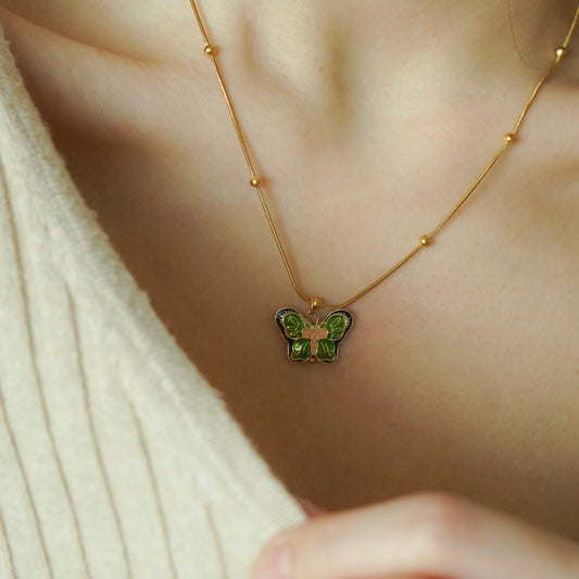 Uriel Butterfly Necklace (Green)