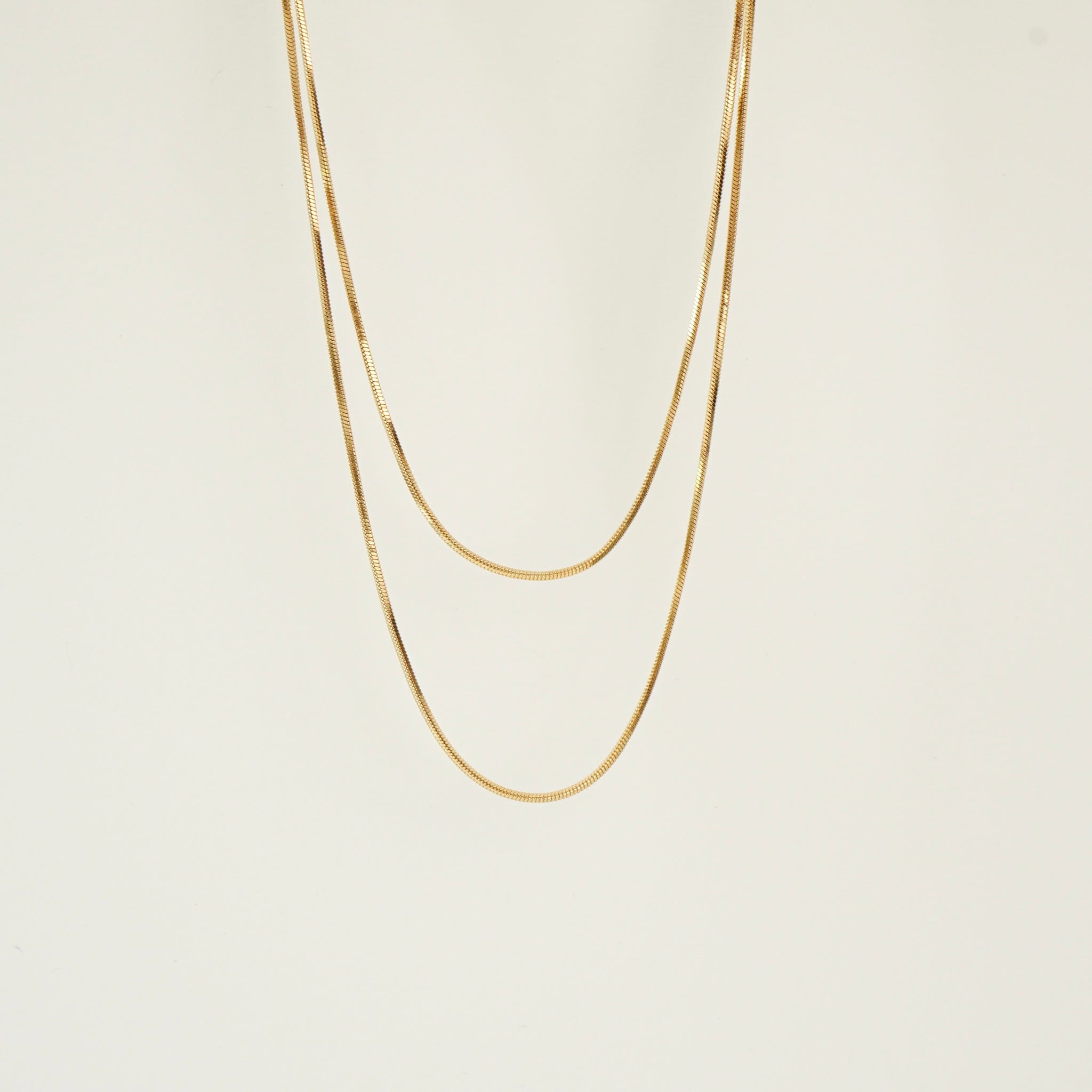 Geneva Herringbone Chain Long Necklace (Gold)